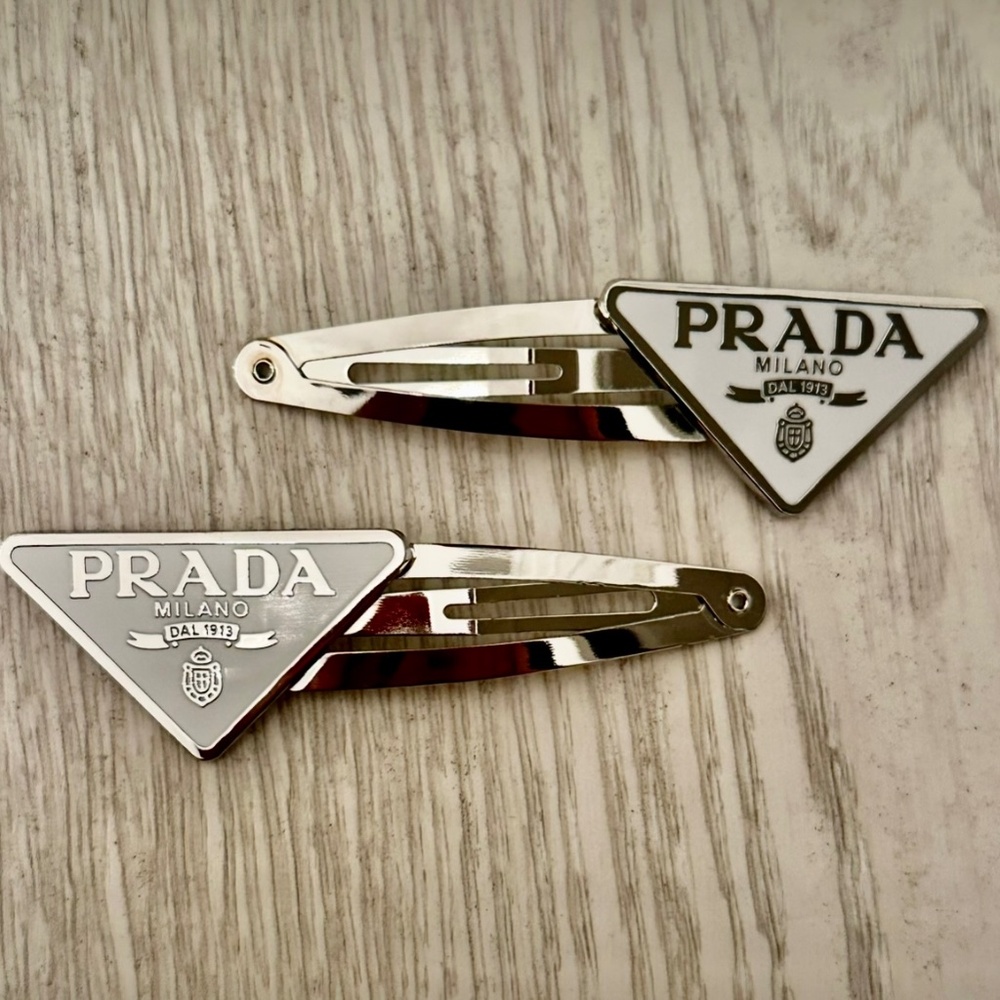 Prada Triangle Logo Hair Clip